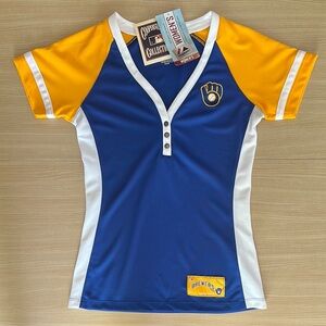 Majestic Milwaukee Brewers V Neck Top Small